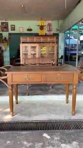 โต๊ะทำงานไม้สัก กว้าง 120 x ลึก 60 x สูง 80 cm โต๊ะขากลึง โต๊ะขาหลูยส์ โต๊ะบัญชี สีเสี้ยนดำน้ำตาล ไม้สักแท้ แพคส่งดี