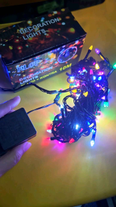 LAMPU DEKORASI 80 LED PANJANG 10 METER RGB bisa kedip merah hijau biru bisa di sambung cocok untuk hiasan cafe 17 agustus