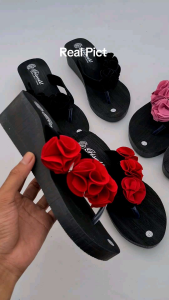 Sandal Wedges Wanita Motif Bunga Terbaru 2024