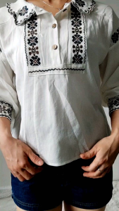 2566 Suzy Embroidered Babydoll Crop Top Kemeja Fashion Korean Style Lengan Panjang Import Shirt