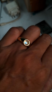 cincin batu biduri bulan size kecil ring titanium gold