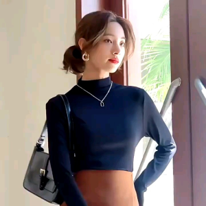 Manset Dalaman Kebaya Lengan Panjang Wanita Polos Bahan Spandek Balon Licin Daleman Perempuan Warna Hitam Putih Kulit Rayon Kaos Daleman Cewe Dewasa Anak Tangan Leher Kerah Turtle Neck Mangset Muslimah Cewek Jumbo Big Size LD 120 140 Katun Premium