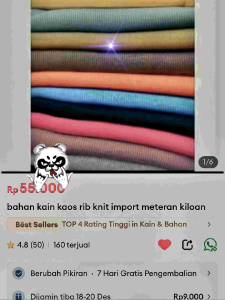 Bahan Kaos Rib Knit Import Meteran Kiloan