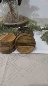 6pcs WOODEN COASTER SET (4” inches) | ACACIA WOOD