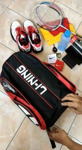 Tas raket tenis backpack thermo & bordir ada kantong sepatu