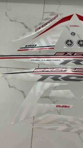 Tem xe exciter 150 màu trắng đỏ hàng theo xe 2015 Bộ tem xe nhập Thái Lan hàng zin theo xe màu trắng đỏ hàng cao cấp chanh hang tem 3 lớp giá cực tốt và chất lượng cho xe exciter 150