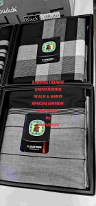 KAIN SARUNG PELIKAT GAJAH DUDUK BLACK & WHITE(hitam putih)PUTIH PEMBORONG & PERUNCIT