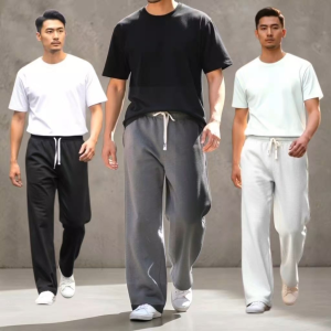 JIONA Mens Comfortable Drawstring Sweatpants in Black Grey and White for Everyday Wear Casual Menswear with Adjustable Fit