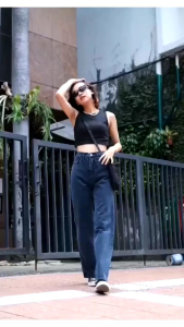 Loose Pants Kulot Panjang Jeans Wanita Highwaist Korean Style Kekinian