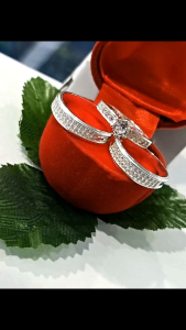 Wr-5 925 Silver Italy Wedding Ring Set With Engagement Ring