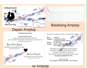 Undangan Walimatul Ursy | Undangan Pernikahan Amplop (50pcs) Ukuran 110x230mm