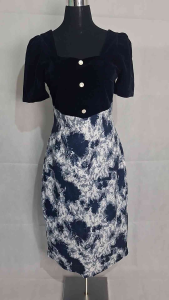 Preloved Navy Blue Abstract Floral Dress