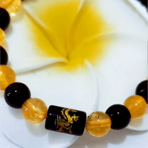Gelang raja rezeki Citrine mix Black Onyx 8mm100% kristal asli(X934)