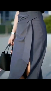 chân váy bút chì xếp ly phối dây chân váy công sở