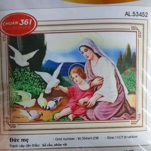 [ FREESHIP MAX]Tranh thêu chữ thập Đức mẹ al53452 KT 91x52cm[ TRANH HÀ ĐOÀN]