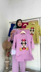 BAJU ANAK PEREMPUAN SET CARGO MIKI CRINKLE M L XL