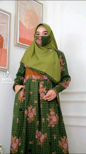 Gamis Muslimat NU Batik & Bahan Semisutra & Sanwos