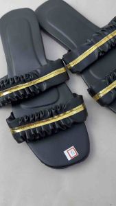 Plus size synthetic leather flat sandals for women ladies