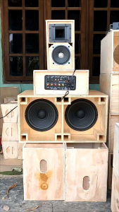 paket miniatur siap bunyi 8 inch double plus amplifer dan line aray 4 inch plus tuweter AUDAX AX65