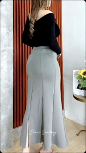 Rok duyung panjang lunar mermaid skirt rok flare rok wanita kekinian bahan scuba premium korean style