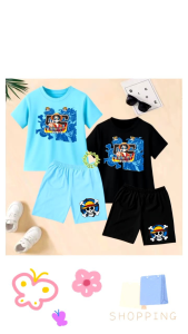 Baju Setelan Anak Laki-Laki Motif Luffi 56 Baju Celana Setelan Anak Bahan Tebal Lengan Pendek 2-12 Tahun