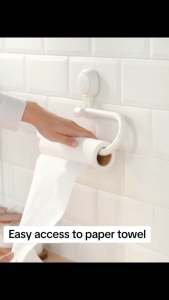 Vacuum Suction Cup Kitchen Roll Holder / Wall Mounted No Drilling Paper Towel Holder / Storage Rack Hook for Kitchen Bathroom Cabinet