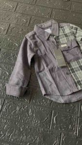 Kemeja anak lengan panjang motif combinasi warna navy