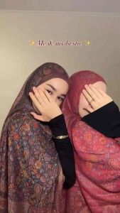 Pashmina Cashmere Turkey 2 sisi premium quality Fashion Motif Etnik Rumbai Selendang Timur Tengah