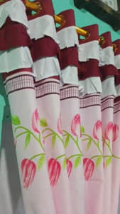 gorden rumbai poni jendela pintu murah namun mewah mengunakan ring 12 ukuran 135x220cm bunga tulip
