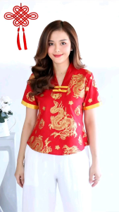 ชุดตรุษจีนสีแดง หญิง