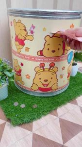 กระปุกออมสินแบบไม่ต้องพับแบงค์มีรูหยอดข้างนั่งได้เก็บของข้างในได้ลายการ์ตูนน่ารักๆ