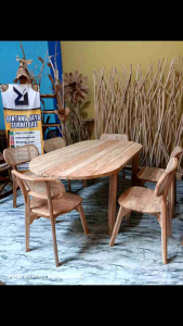Dining Table Kacang Meja Oval Murah Terbaru