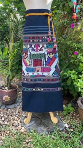 ผ้าฝ้ายแท้ทอมือ ผ้าฝ้ายเข็นมือย้อมด้วยครามบายเรือสำเภาโบราณ 180 เซนติเมตร 110 เนื้อผ้านุ่ม ถูกเชื่อมต่อกับผ้าเป็นผืนรีย์ด้านให้งามและความสวยงาม