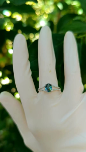 แหวนพลอเพทายสีฟ้าน้ำทะเล