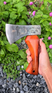 ขวานหนองบัวพกจิ๋ว ด้ามไม้ประดู่ เหล็กแหนบพร้อมใช้งาน ตัดไม้ สับกระดูก พกพาง่าย