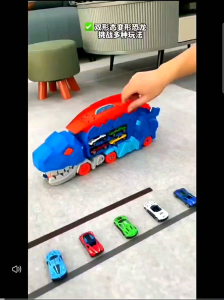 (Mẫu Mới 2024) Xe Biến Dạng Khủng Long Trẻ Em Đồ Chơi Quán Tính Siêu Lớn 4 Xe Hợp Kim Có Thế Chứa Nhiều Xe Cho Bé Yêu