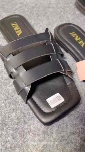 Sandal Selop Zara Flat Garis 3 Polos Sandal Wanita Kekinian Kode SM21