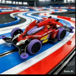 Tamiya Mini 4WD Dancing Divine Doll MA Chassis Original. Red toy car with four wheels.