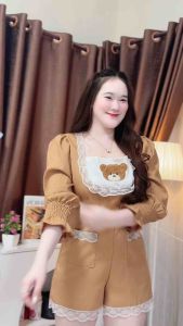 จั๊มกางเกงแขนยาวแต่งกระเป๋าน้องหมี ( Bear-9 ) 🐻💖