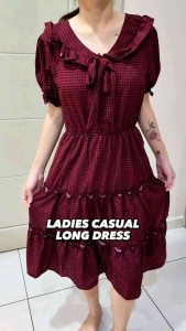 Ladies Casual Long Dress Short Sleeve