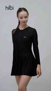 Đồ Bơi Liền Thân Hibi Sports SS005 - Kiểu Tay Dài Váy Xòe Kèm Mút