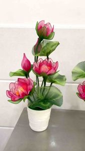 Chậu hoa sen bằng vải voan cao 38cm
