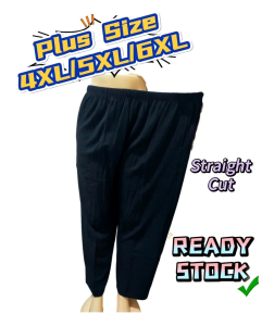 PLUS SIZE Seluar Slack Panjang Perempuan Berpoket Zip Pinggang Getah Kain Laici 4XL 5XL 6XL PLUS BIG SIZE Lady Slack Pant 4XL 5XL 6XL 🔥Promo🔥