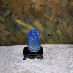 Gegegems Collection 7.6cm aged Lapis Lazuli Guan Yin display home decor [Natural Crystal] 7.6厘米老青金观世音菩萨摆件