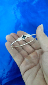 Gelang Bangle Pipa Clover Mata (Perak 925)