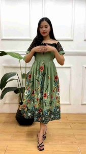 Pakaian Pesta Modern: Dress Batik Pesta Lily Sage & Gaya Natal