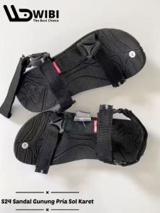 Sandal Gunung Slip On Pria Wanita Dewasa WIBI S24 - 01 Kuat Lentur Bagus Premium Cowok Cewek Murah Hitam Army Tebal Tipis Halus Adventure