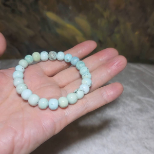 9mm+ Premium natural untreated Hubei Turquoise light blue green traditional old style beads bracelet [Natural Crystal]