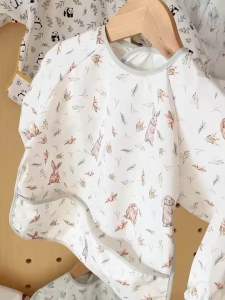 Baby Long Sleeve Bib Weaning Bib One-piece Baby Bib Apron Food Feeding Meal Pocket Kids Children Toddler Waterproof Saliva Bib