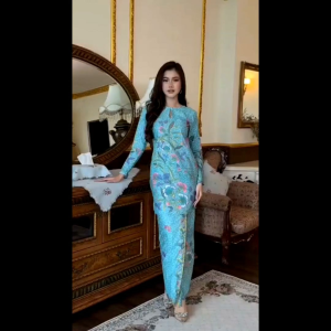 Mini Kurung Anggerik Soft Pastel Batik Asli Batik Nyonya Majlis Nikah Sanding Dulang Girl